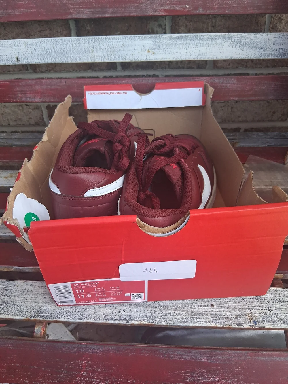 Big Nike  Low-Top Sneakers in Maroon with White Swoosh